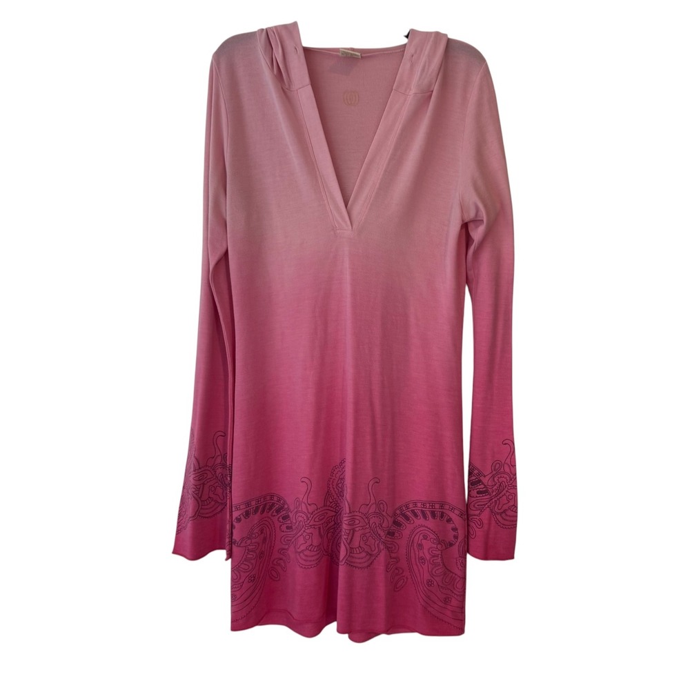 The Balance Collection by Marika Pink Ombre Paisley Hooded Tunic Top Small